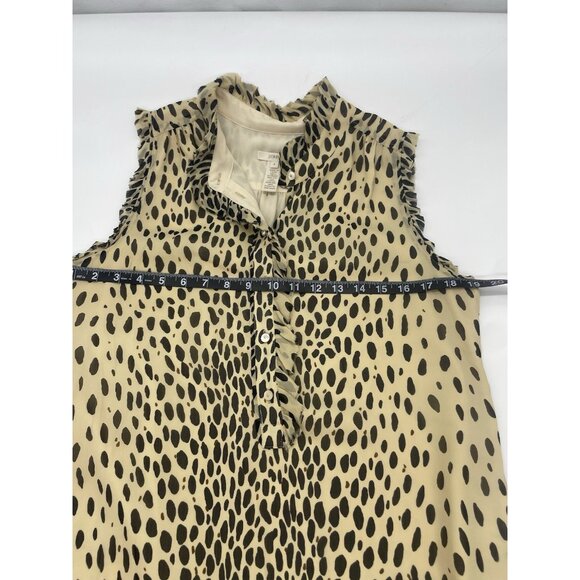 J. Crew 100% Silk Leopard Print Sleeveless Top Sz 4 Ruffle Blouse Career Party - Picture 5 of 5